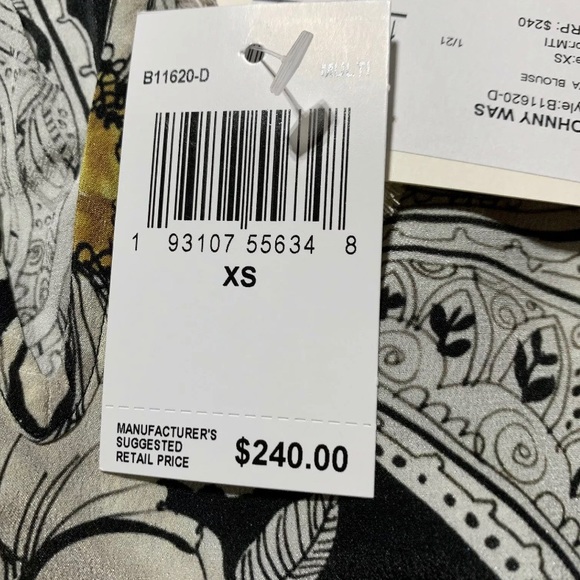 Biya by Johnny Was Giva Floral Blouse 100% Silk Size XS NWT - Picture 6 of 12